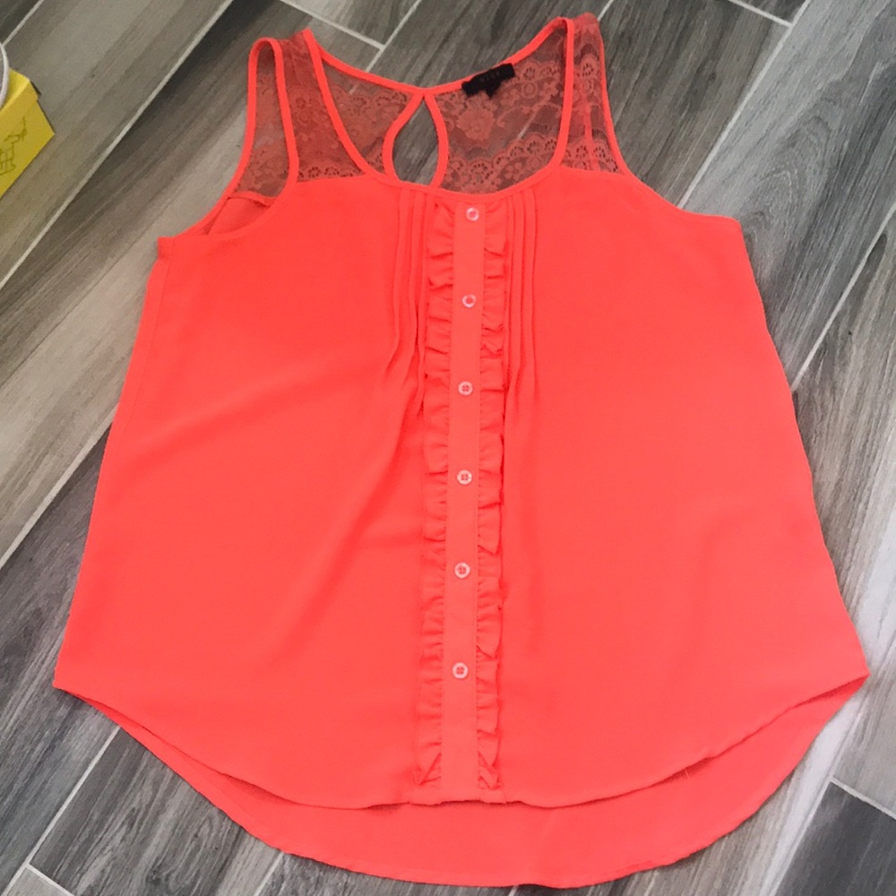 👛 3 for $20 👛 Coral Tank with sheer shoulders